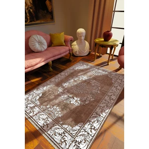 10 Post Online Klasik Eskitme Kahverengi Dijital Baskı Halı Kaydırmaz Ince Yıkanabilir