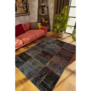 10 Post Online Modern Patchwork Gri Dijital Baskı Halı Kaydırmaz Ince Yıkanabilir