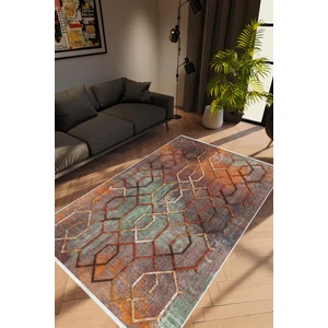 10 Post Online Salon Halısı Modern Geometrik Kahverengi Kaydırmaz Kesme Yıkanabilir Ince Halı Tüysüz Kilim