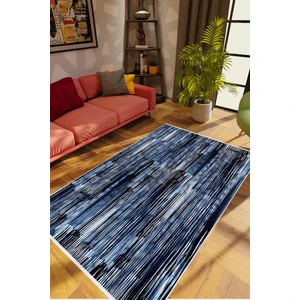Salon Halısı Pastel Modern Lacivert Beyaz Kaydırmaz Kesme Yıkanabilir Ince Halı Tüysüz Kilim