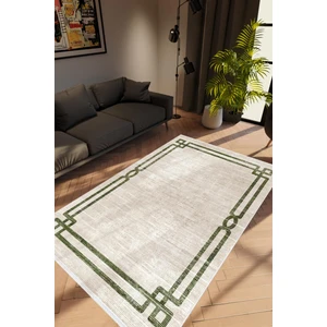 10 Post Online Salon Halısı Modern Çizgili Yeşil Gri Kaydırmaz Kesme Yıkanabilir Ince Halı Tüysüz Kilim