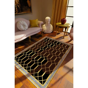 10 Post Online Klasik Siyah Dijital Baskı Halı Kaydırmaz Ince Yıkanabilir