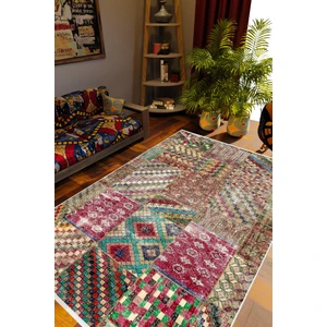 10 Post Online Salon Halısı Otantik Eskitme Patchwork Kahverengi Kaydırmaz Kesme Yıkanabilir Ince Halı Tüysüz Kilim