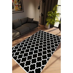 Salon Halısı Modern Geometrik Siyah Beyaz Kaydırmaz Kesme Yıkanabilir Ince Halı Tüysüz Kilim