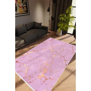 Salon Halısı Taş Mermer Modern Gold Pembe Altın Kaydırmaz Kesme Yıkanabilir Ince Halı Tüysüz Kilim