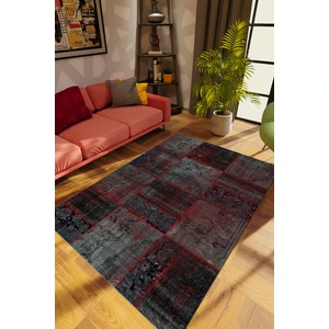 10 Post Online Modern Patchwork Siyah Dijital Baskı Halı Kaydırmaz Ince Yıkanabilir