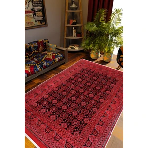 Salon Halısı Kilim Desenli Otantik Eskitme Bordo Kaydırmaz Kesme Yıkanabilir Ince Halı Tüysüz Kilim