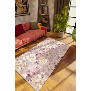 10 Post Online Modern Çiçekli Karışık Renkli Dijital Baskı Halı Kaydırmaz Ince Yıkanabilir