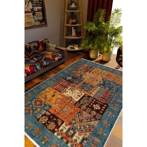 10 Post Online Salon Halısı Kilim Otantik Eskitme Lacivert Kaydırmaz Yıkanabilir Ince Halı Tüysüz Kilim