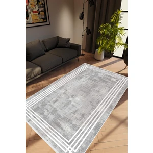 10 Post Online Salon Halısı Modern Çizgili Gri Kaydırmaz Kesme Yıkanabilir Ince Halı Tüysüz Kilim