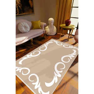 Salon Halısı Eskitme Klasik Bej Gülkkurusu Beyaz Kaydırmaz Kesme Yıkanabilir Ince Halı Tüysüz Kilim