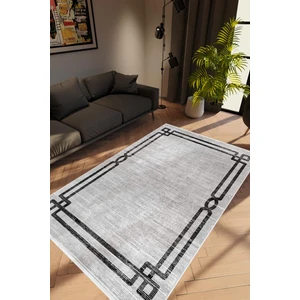 Salon Halısı Modern Çizgili Gri Kaydırmaz Kesme Yıkanabilir Ince Halı Tüysüz Kilim