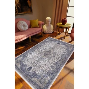 10 Post Online Salon Halısı Klasik Eskitme Gri Indigo Kaydırmaz Kesme Yıkanabilir Ince Halı Tüysüz Kilim