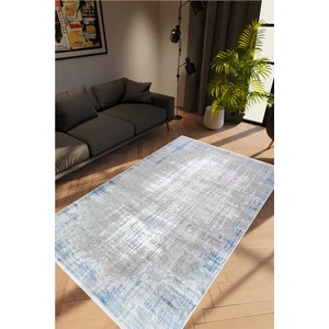 Salon Halısı Doku Eskitme Gri Mavi Kaydırmaz Kesme Yıkanabilir Ince Halı Tüysüz Kilim