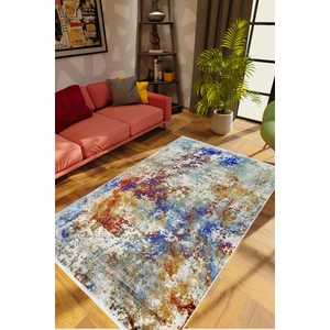 Salon Halısı Modern Eskitme Lacivert Kaydırmaz Kesme Yıkanabilir Ince Halı Tüysüz Kilim