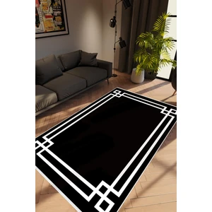 10 Post Online Salon Halısı Modern Çizgili Siyah Beyaz Kaydırmaz Kesme Yıkanabilir Ince Halı Tüysüz Kilim