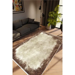 Salon Halısı Doku Eskitme Kahverengi Krem Kaydırmaz Kesme Yıkanabilir Ince Halı Tüysüz Kilim