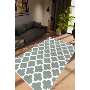10 Post Online Salon Halısı Modern Geometrik Fas Gri Yeşil Beyaz Kaydırmaz Yıkanabilir Ince Halı Tüysüz Kilim