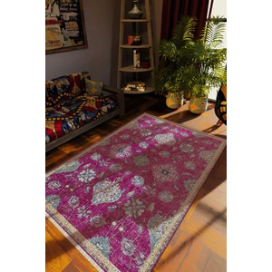 10 Post Online Klasik Eskitme Fuşya Dijital Baskı Halı Kaydırmaz Ince Yıkanabilir