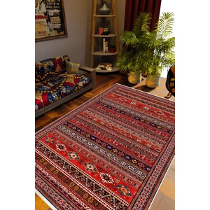 10 Post Online Salon Halısı Kilim Desenli Otantik Eskitme Bordo Kaydırmaz Kesme Yıkanabilir Ince Halı Tüysüz Kilim