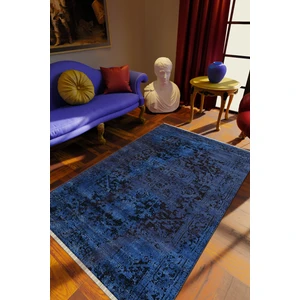 10 Post Online Klasik Eskitme Sax Mavi Dijital Baskı Halı Kaydırmaz Ince Yıkanabilir