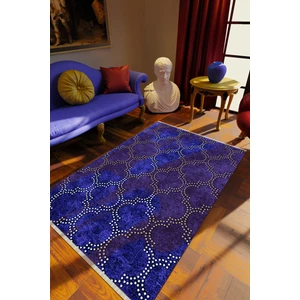 Klasik Çivit Dijital Baskı Halı Kaydırmaz Ince Yıkanabilir