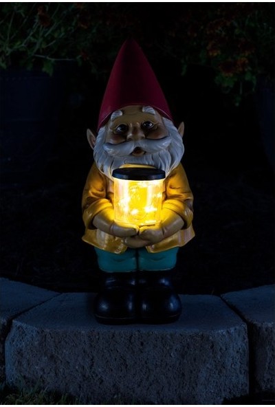 Gnome Güneş Enerjisi Gnome LED Dış Mekan Dekor Bahçe Işık Heykeli