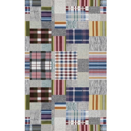 Modern Patchwork Karışık Renkli Dijital Baskı Halı Kaydırmaz Ince Yıkanabilir
