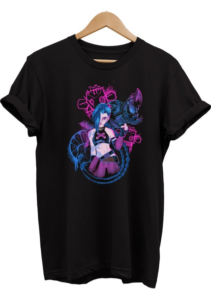 Lol Jinx Baskılı %100 Pamuk Oversize T-Shirt