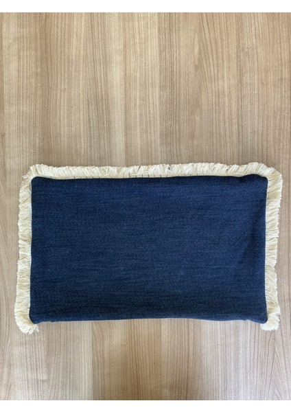 Denim Püskül Detaylı Dikdörtgen Kırlent Kılıfı 30X50 cm - 1 Adet Kılıf