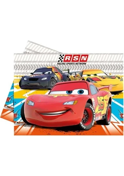 My Party Ready Cars Şimşek Mcqueen Konsept Doğum Günü Plastik Masa Örtüsü 120 x 180 cm