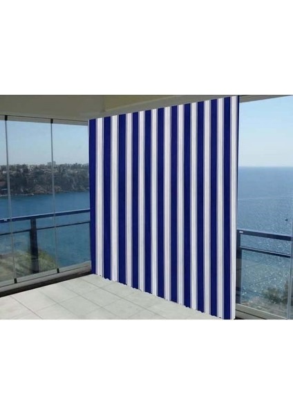 Ceylan Home Balkon Perdesi Mavi Kalın Çizgili 700 x 250 cm