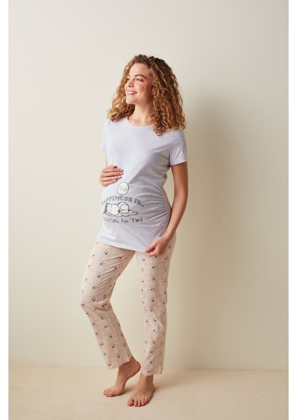 Hamile Happiness Snoppy Baskılı Pijama Takımı