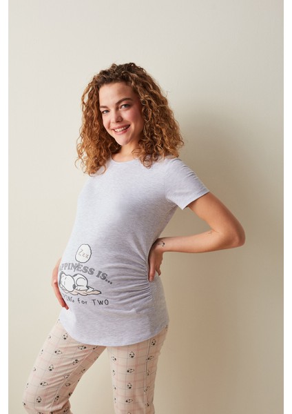 Hamile Happiness Snoppy Baskılı Pijama Takımı