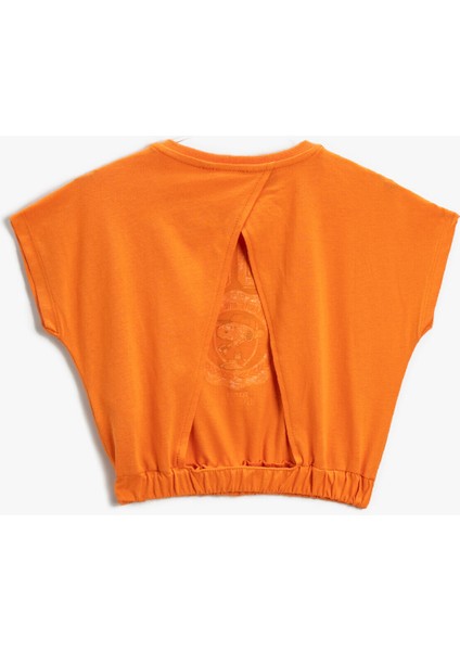 Snoopy Baskılı Crop Tişört Lisanslı Beli Lastikli Pamuklu