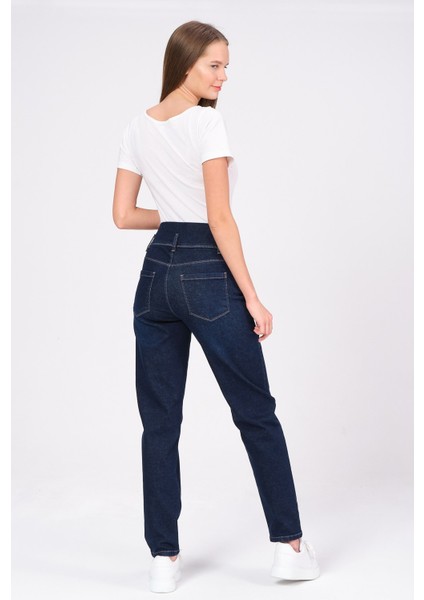 Hamile Esnek Karın Bantlı Mom Fit Kot Pantolon Lacivert fırsatları