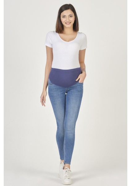 Hamile Esnek Karın Bantlı Skinny Kot Pantolon Mavi fiyatları