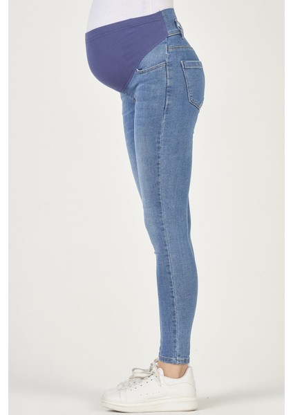 Hamile Esnek Karın Bantlı Skinny Kot Pantolon Mavi modelleri