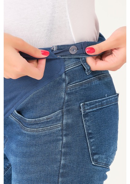 Hamile Esnek Karın Bantlı Skinny Dar Paça Kot Pantolon Lacivert indirimleri