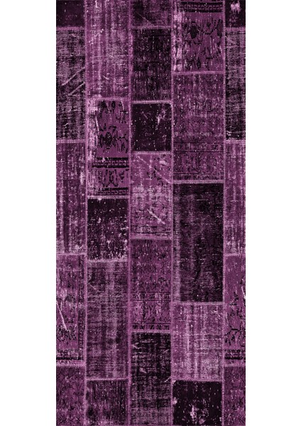 Modern Patchwork Mor Dijital Baskı Halı Kaydırmaz Ince Yıkanabilir