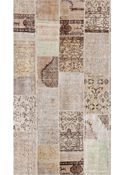 Modern Patchwork Kahverengi Dijital Baskı Halı Kaydırmaz Ince Yıkanabilir