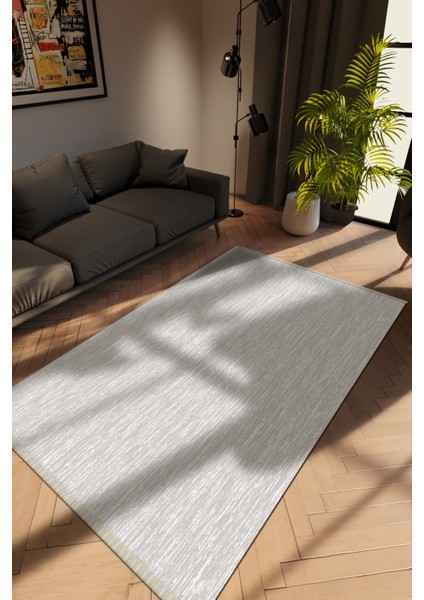 Modern Gri Dijital Baskı Halı Kaydırmaz Ince Yıkanabilir