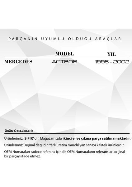Mercedes Actros Için Kabin Açma Teli fiyatları