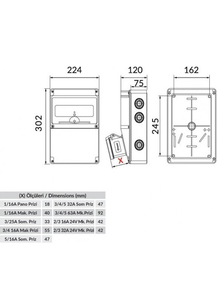 IP44 2 Adet Ön 2 Adet Yan Delikli Boş V10 Kombinasyon Kutusu BD2-2201-2010 fiyatları