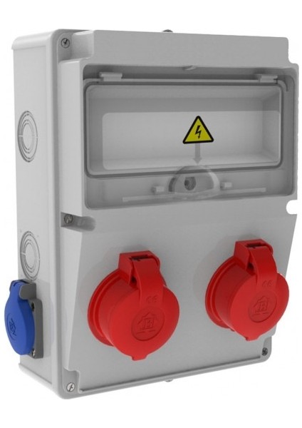 IP44 2 Adet 3/25A 380V Ön 2 Adet Yan 1/16A 220V Prizli V10 Kombinasyon Kutusu BD2-2205-2020