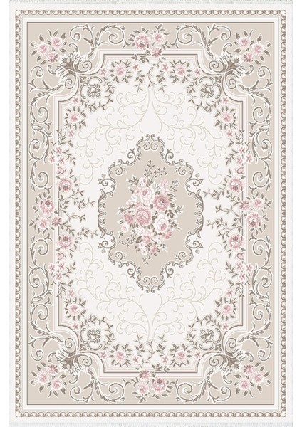 Salon Halısı Figürlü Çiçekli Gri Kaydırmaz Kesme Yıkanabilir Ince Halı Tüysüz Kilim