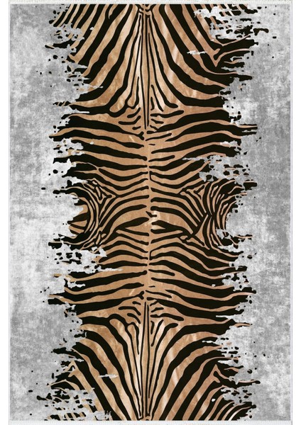 Salon Halısı Klasik Zebra Tema Gri Kahverengi Siyah Kaydırmaz Yıkanabilir Ince Halı Tüysüz Kilim fiyatları