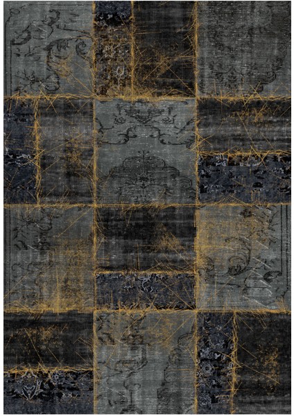 Modern Patchwork Gri Dijital Baskı Halı Kaydırmaz Ince Yıkanabilir fiyatları