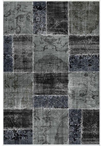 Salon Halısı Modern Patchwork Gri Siyah Kaydırmaz Kesme Yıkanabilir Ince Halı Tüysüz Kilim fiyatları