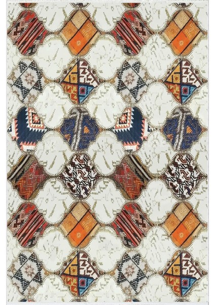 Salon Halısı Otantik Eskitme Patchwork Turuncu Kaydırmaz Kesme Yıkanabilir Ince Halı Tüysüz Kilim fiyatları